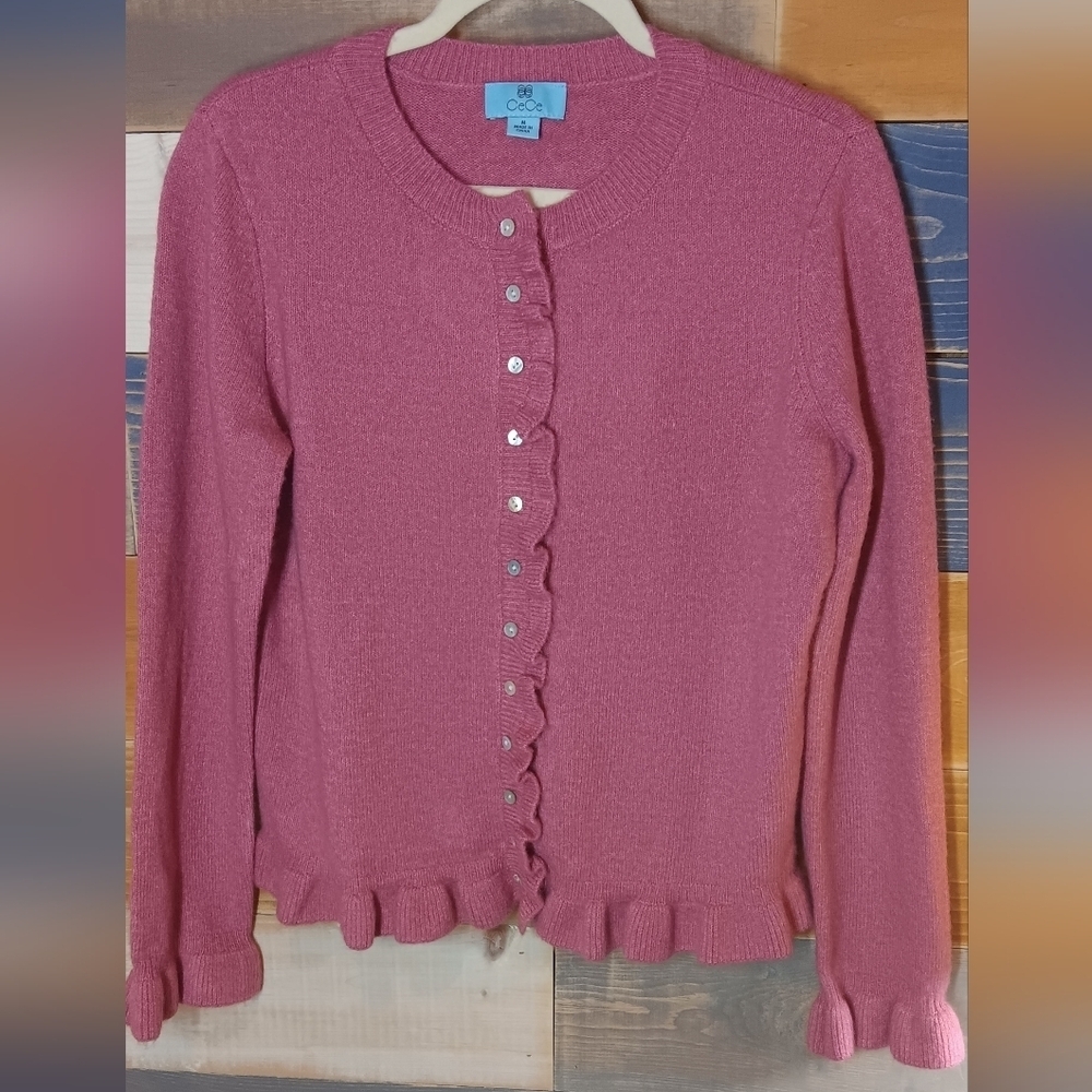 CeCe Ruffled Sweater M Rose - Picture 2 of 7